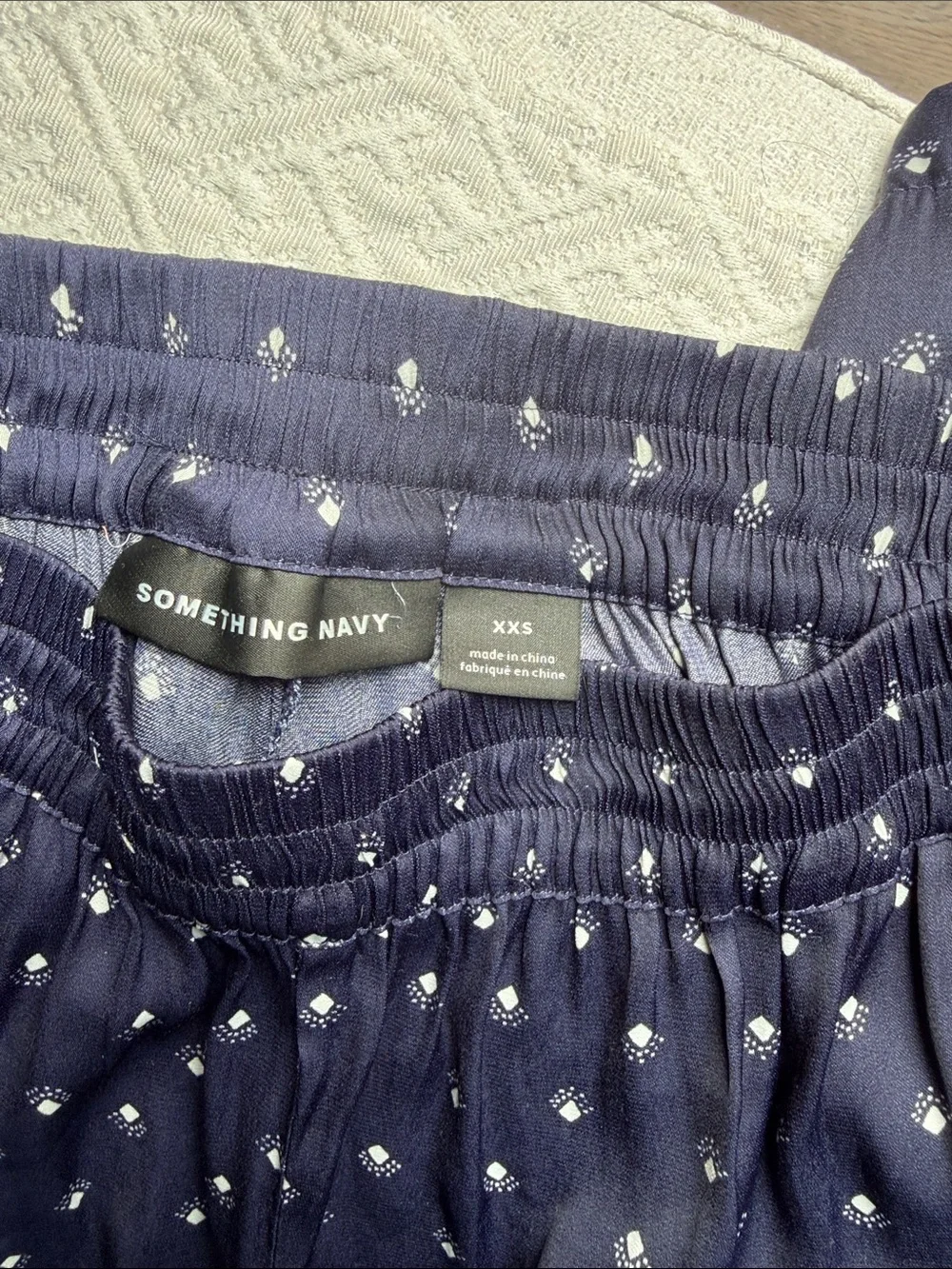 Something Navy Navy Pajama Set with White Dot Print Xs top xxs bottoms